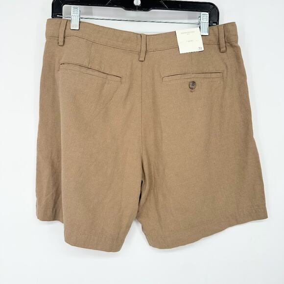 Banana Republic Linen Blend Shorts Mens 7" Tan Size 32 Casual Chino Coastal - Picture 3 of 9